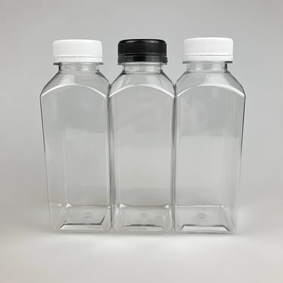 Durchsichtige / benutzerdefinierte Farbe 250ml 350ml 500ml PET-Food-Grad-Saft-Plastikflasche mit Deckel Druck benutzerdefiniert