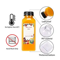 10 Unzen 16 Unzen Leere Quadrat Transparente PET Plastik Smoothie Saftflasche mit Top