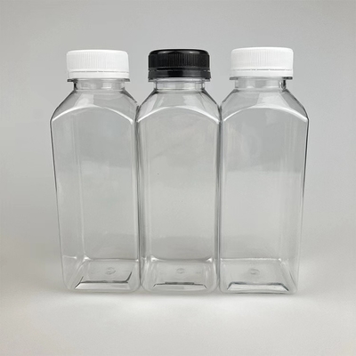 Klares PET-Leere Quadratsaft 100 ml 250 ml 350 ml 500 ml Plastiksaftflasche mit Schraubkappe