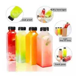 250 ml 350 ml Plastikflaschen mit leeren, klaren Saftflaschen PET-Getränkeflaschen mit schwarzem Deckel