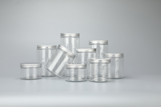 kundenspezifische 100ml 200ml 8oz 300ml 12oz 500ml klare weiße schwarze Bernstein breite Mund Kosmetikbehälter Plastik Tierflasche mit Alum