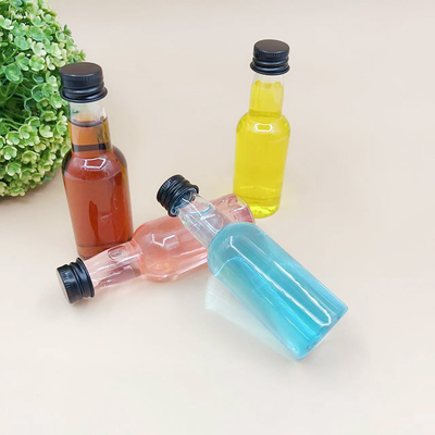 Custom 200ml Durchsichtige Runde Leere Kunststofflikör Wein Whisky Wodka Tequila Flasche Mit Kappe