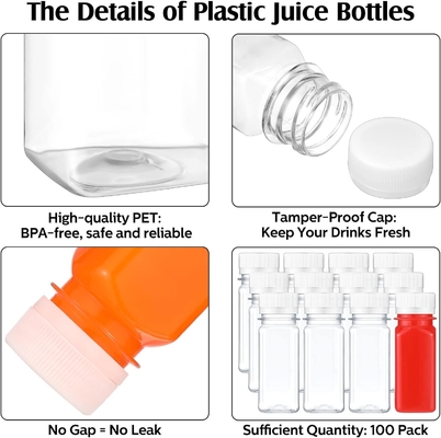 4 Unzen 120 ml Ingwer Saft Flasche Rübensaft Leere Flaschen Quadrat Plastik Saft Flasche
