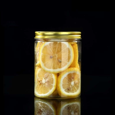 Custom 16oz 32oz 500ml 1000ml Clear Wide Mouth PET Jar mit Aluminium Deckel Transparente Lebensmittellager Plastikbehälter