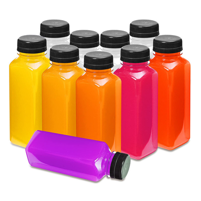 Viereckige, runde Kunststoff-Milch-Teeflaschen mit klarem Griff 120 ml 250 ml 350 ml 500 ml Kapazität