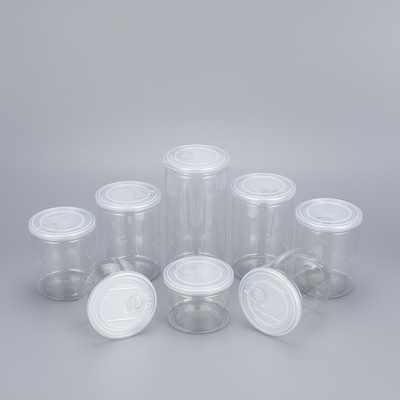 Anpassbare transparente Plastik-Glasbehälter mit Aluminiumdeckel in verschiedenen Größen 2oz-8oz für Schönheitsprodukte.