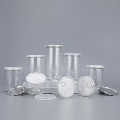 Anpassbare transparente Plastik-Glasbehälter mit Aluminiumdeckel in verschiedenen Größen 2oz-8oz für Schönheitsprodukte.