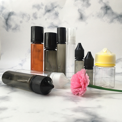 Transparente PET-Flüssigkeitsflasche E. Anpassbares Drucken Farbschraubkappe Versiegelung für Vaping-Saft