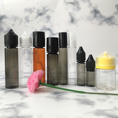 Transparente PET-Flüssigkeitsflasche E. Anpassbares Drucken Farbschraubkappe Versiegelung für Vaping-Saft