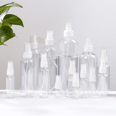Durchsichtige runde PET-Sprühflasche verschiedene Kapazitäten für eine glatte Oberfläche