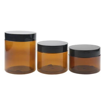 60Ml 100Ml 200Ml 250Ml Pet Clear Kosmetische Creme Gläser Kunststoff-Scrubbehälter mit schwarzer Kappe
