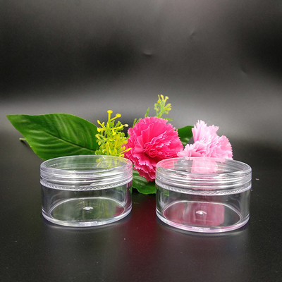 Klares Kunststoff-Kosmetikglas mit druckempfindlicher Dichtung