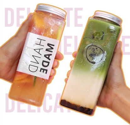 Moderne undichte Quadrat- und Rundmilch-Tee-Flaschen mit Griff
