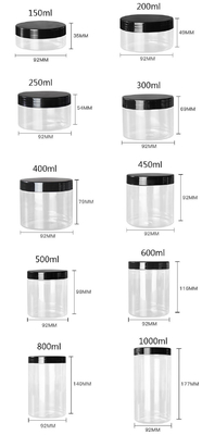 PET-Glas für Lebensmittel, weißer Kunststoff 4oz 8oz 300ml 500ml runde Form leere Augencreme Gesichtscreme Gläser 16oz Behälter