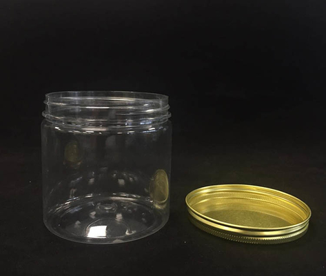 Custom 16oz 32oz 500ml 1000ml klares Weitmaul PET Glas mit Aluminiumdeckel