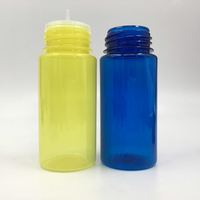 Persönlich angepasste, durchsichtige, rund geformte PET-Flaschen mit Kinderschutz-Schraubkappe mit einer Kapazität von 30 ml