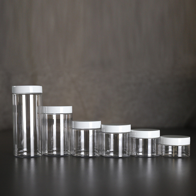 Durchsichtige runde Plastik-Kosmetik-Lagertopf mit Deckel