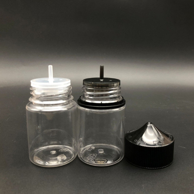 100 ml durchsichtige runde E-Flasche mit kindersicheren Schraubverschluss und individuellem Bildschirmdruck