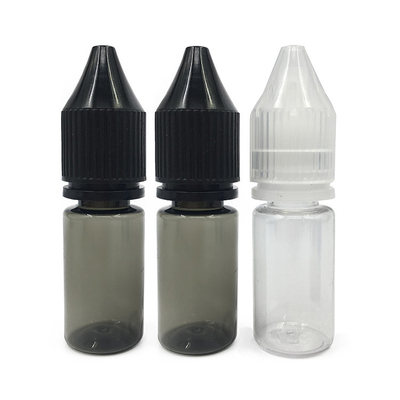 18mm Halsgröße Runde E Flüssigkeitsflasche mit durchsichtigem Material und kindersicherer Kappe