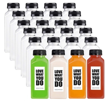 Neues Design Plastikflaschen 250ml 350ml 500ml Fruchtsaft PET-Flaschen mit Kappe Einwegflaschen für Saft auf Lager