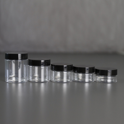 Persönlicher Druck Kunststoff Kosmetikglas 10ml 15ml 30ml 60ml 80ml 100ml 120ml 150ml Transparent für die kosmetische Verpackung