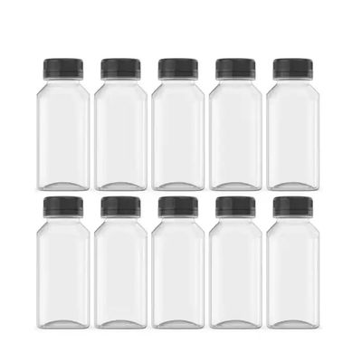 Heiss verkaufte Saftflasche Plastikquadrat Saftflaschen Aluminiumkappe Flachquadrat Einweg-Haustiersaftflaschen mit hoher Qualität