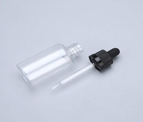 Durchsichtige schwarze 1 Oz Plastik-Tropffflaschen