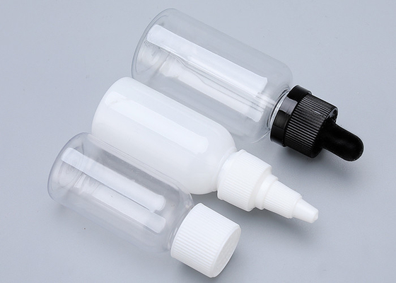 Durchsichtige schwarze 1 Oz Plastik-Tropffflaschen