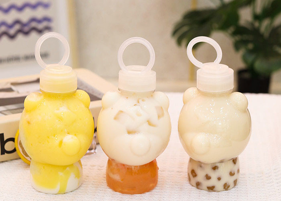 Ziehen Sie Ring Cover Milk Tea Bottles 400ml Squeezable Juice Bottles