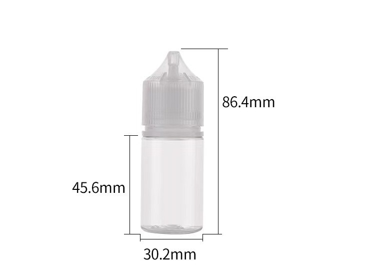 30 ml kurze V3-Tropfflasche mit CRC-Verschluss PET-Aroma-Eliquid-Flaschen