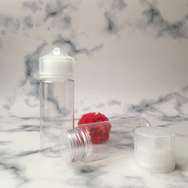E Flüssiges rundes PET-Flaschenverpackung Kindersichere Hals Transparent 10 ml - 100 ml Größe