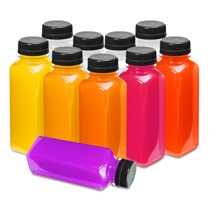 Viereckige, runde Kunststoff-Milch-Teeflaschen mit klarem Griff 120 ml 250 ml 350 ml 500 ml Kapazität
