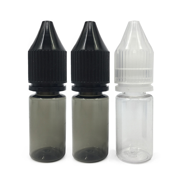 18mm Halsgröße Runde E Flüssigkeitsflasche mit durchsichtigem Material und kindersicherer Kappe