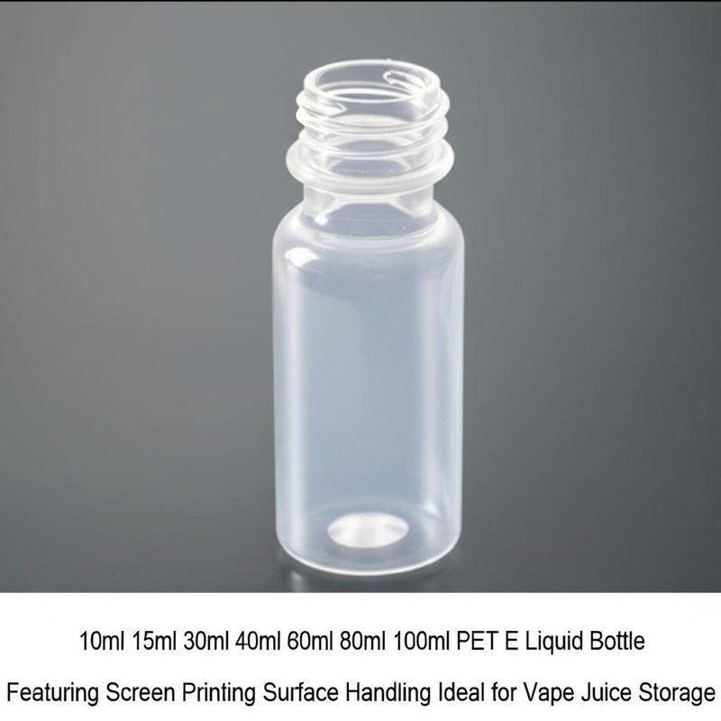 10ml 15ml 30ml 40ml 60ml 80ml 100ml PET E-Liquid-Flasche mit Siebdruck-Oberflächenbehandlung, ideal für die Aufbewahrung von Vape-Saft